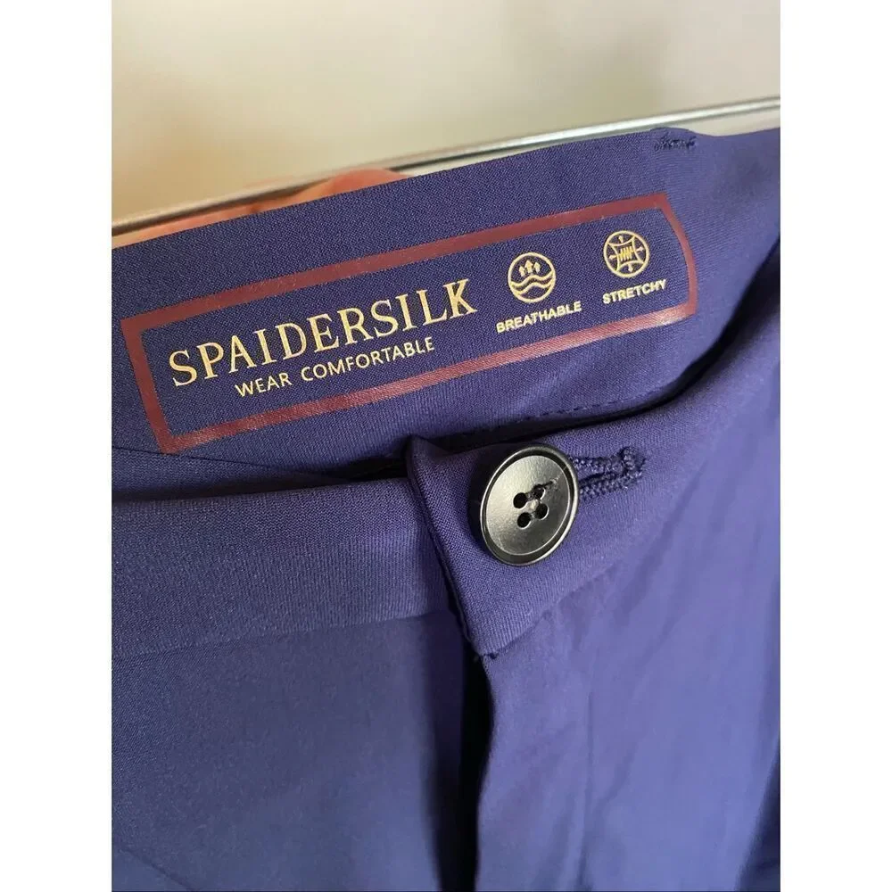 Spaidersilk Navy Blue Breathable Stretchy Straight Classic Pants 30X30 NWOT